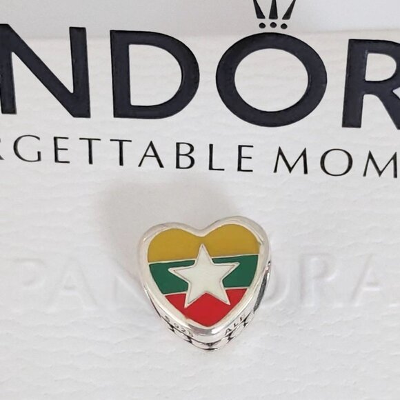 Pandora Jewelry - Pandora Myanmar Flag Heart Charm Bead Exclusive Pendant S925 Silver with box